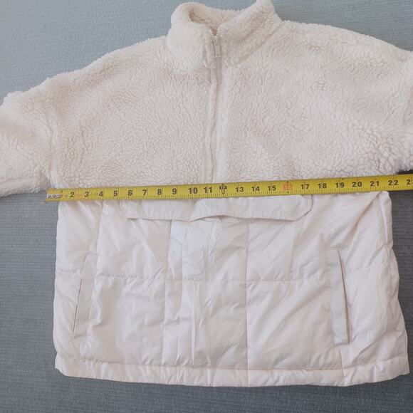 Fabletics Nelly Sherpa Pullover Jacket Women M Cream 1/4 Zip Pockets Athleisure - Picture 3 of 7